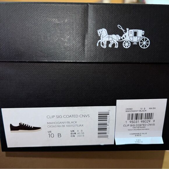 Coach Mahogany Black Clip Low Top Sneaker In Signature Canvas Size 10 NEW IN BOX - Picture 10 of 10